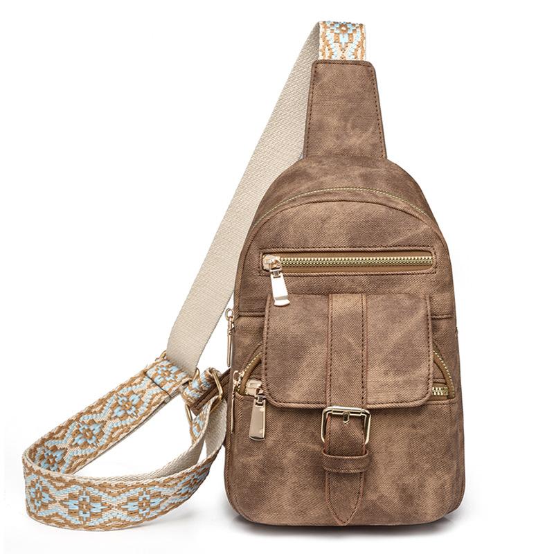 Нагрудная сумка Женская мягкая кожаная сумка через плечо Сумка на плечо