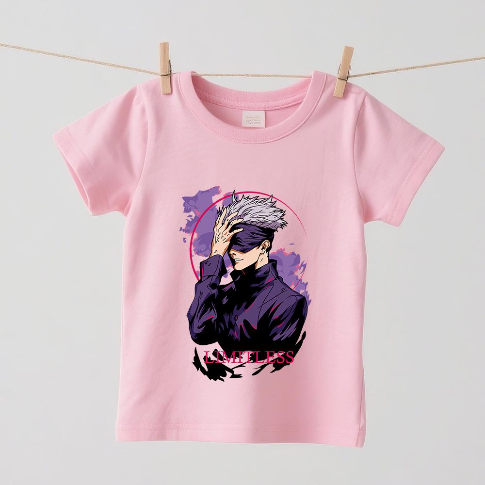 Jujutsu Kaisen Satoru Gojo Anime Print T Shirts for Boys Girls Cotton Soft Casual Tee Kids Short Sleeve Summer Top