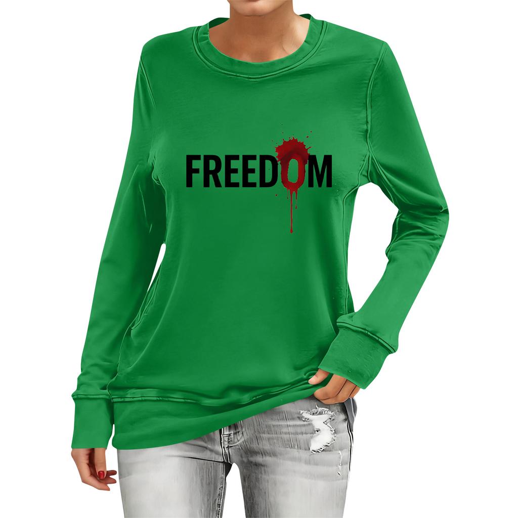 Women's Fashion Casual Long Sleeve Printed Neck Top