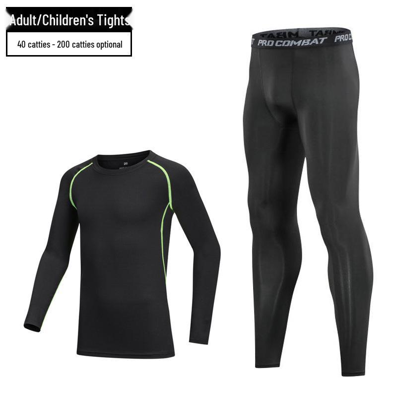 Плюшевые детские баскетбольные и футбольные быстросохнущие тренировочные костюмы для мальчиков - осенне-зимние спортивные тайтсы и базовые топы