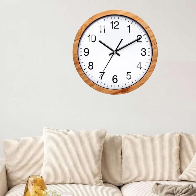 Stylish Round Log Wall Clock, Modern Wood Clock Decorative Battery Operated Wall Clocks for Home Offices Widely Usage