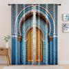 2pc,  Curtain Ancient Morocco Palace Door Print Durable Polyester,Without Electricity Versatile Suitable for Multipurpose Event