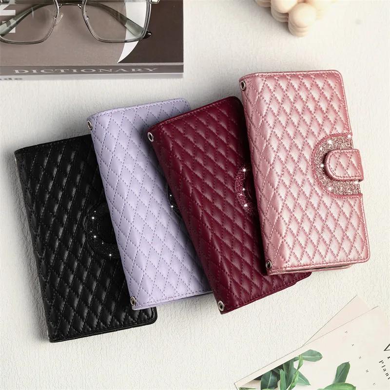 Кожаный чехол-книжка для телефона XiaoMi 14 13T 12T 11T 10T Mi POCO X6 Pro X5 X3 F3 F4 F5 M5S C65 C55 с длинным ремешком и карманом-кошельком на молнии