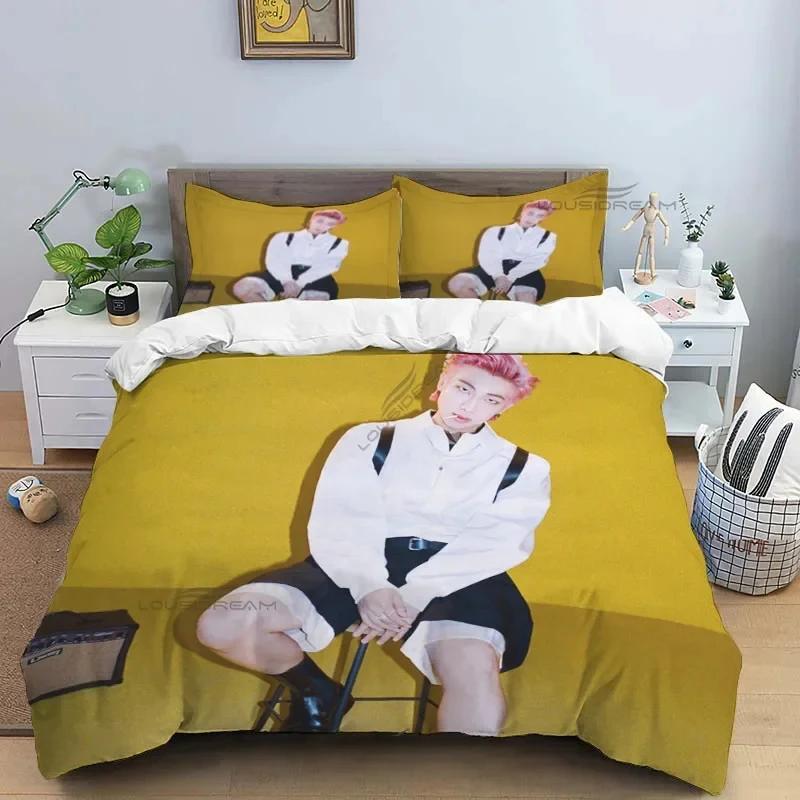 Корейская Мода Певческая Группа Kpop Чонгук Шуга Чимин Постельный Набор, Пододеяльник Постельный Набор Покрывало Наволочка, Размер Кинг Квин