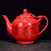 Chinese Traditional Red Ceramic Teapot, Tea Infuser, Dragon and Phoenix Pattern, Porcelain Teaware, Tea Kettle, Gift, 585 Ml