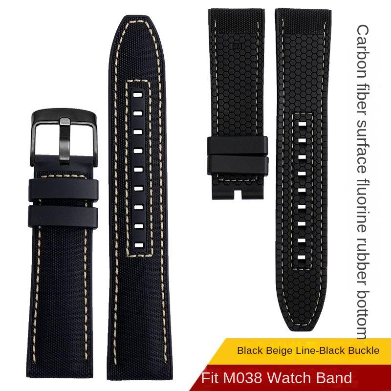 Новый Дизайн Гибридный FKM Ремешок для Часов Mido Helmsman M005 M038.431 M038431a Быстросъемный Холщовый Нейлоновый Ремешок Браслет 22мм
