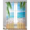 Sand Beach Waves Palm Trees Sheer Curtains for Living Room Decoration Tulle Voile Organza Window Curtains for Kitchen Bedroom
