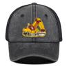 Cartoon Excavator Embroidery Mesh Cap Snapback Trucker Hat Caps For Man Washed Cotton Unisex Adjustable Mesh Cap