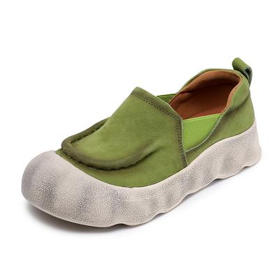 Модная Высококачественная 4СМ Обувь на Плоской Подошве Женская Мягкая Подошва Лофер Этнические Мокасины Натуральная Замша Коровья Натуральная Кожа Резина Удобная