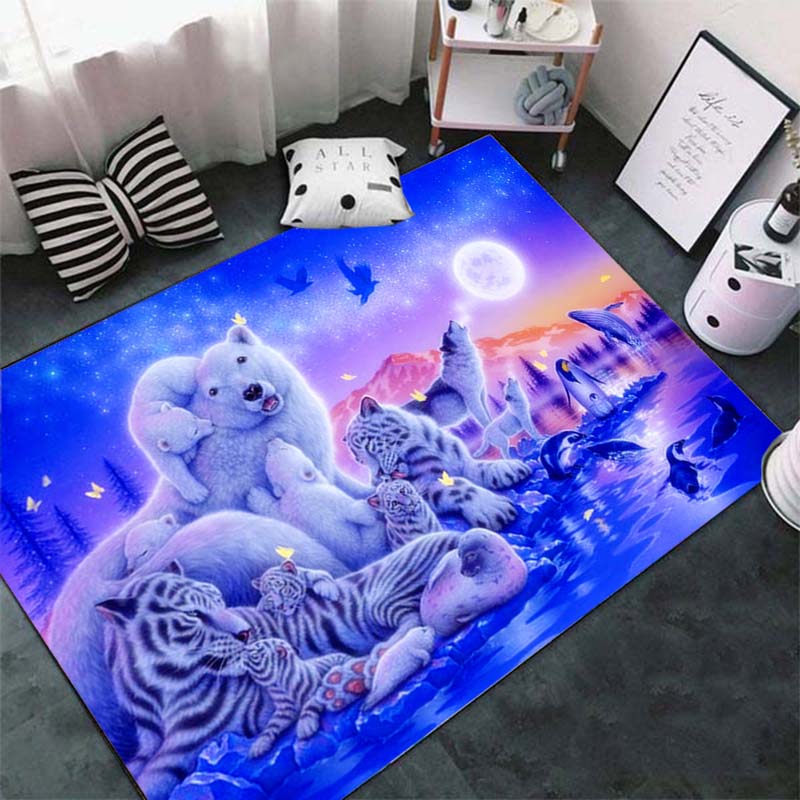 Fashion Tiger Pattern Carpet On The Floor 3D Animal Printed Big Carpet Living Room Soft Bathroom Mat Absorb Anti-slip
