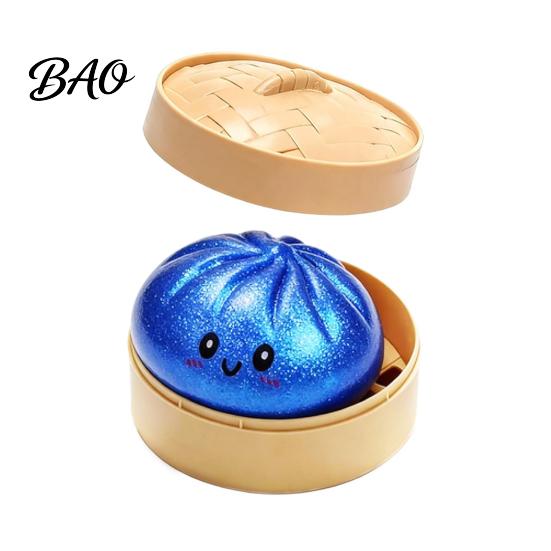 Glitter Squeeze Toy Steamed Bun Toy, Cute Dumpling Stress Relief Ball, Anxiety Slow Rising Decompression for Desk, Kawaii Fidget Gift Squeezable