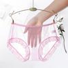 Women Panties Mid Waist Breathable Stretch Soft See-through Floral Lace Sexy