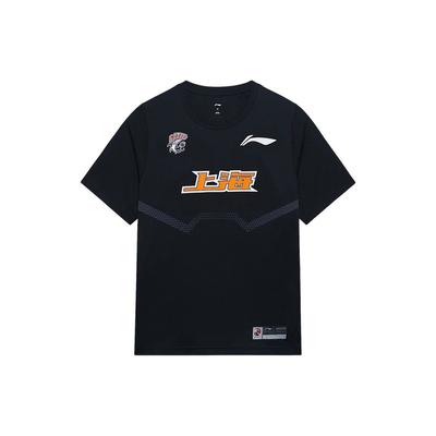 Футболка Li Ning Sports Basketball Series с однотонным рисунком, напечатанным логотипом, круглым вырезом, быстросохнущая, с коротким рукавом и заниженной линией плеч, мужские футболки ATSSD17-1