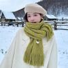 Plaid Imitation Cashmere Scarf Women's Winter New High-end Versatile Shawl Student Warm Scarf White