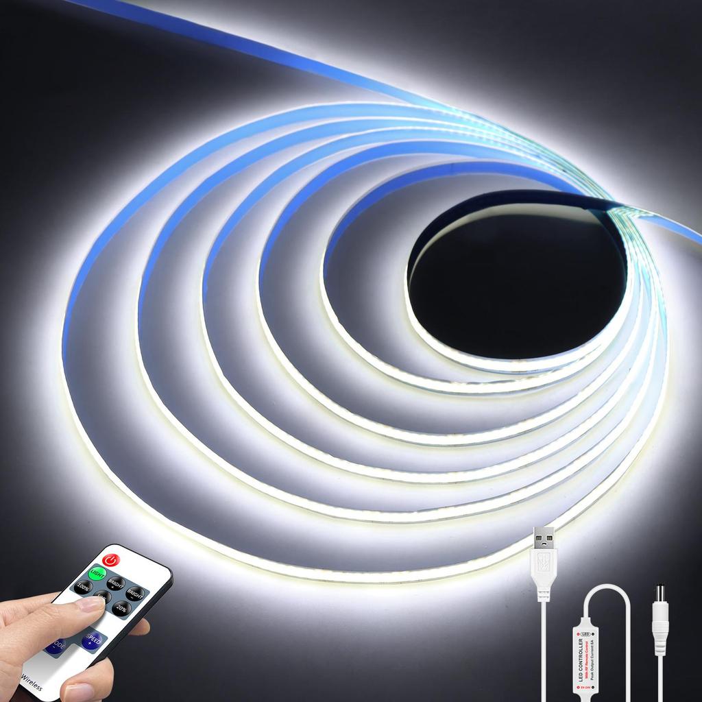 COB Светодиодные ленты для декора стен комнаты 5V Питание от USB Светодиодная лента с РЧ пультом управления Поддержка диммирования Подсветка для телевизора/зеркала