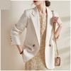 Autumn Spring White Double Breasted Women Solid Black White Blazers Straight Jackets Ladies Office Clothes