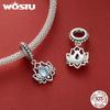 WOSTU 925 Sterling Silver Love Heart Charms Lotus Star Pendant Rib Beads Fit Bracelet Necklace Girl DIY Valentine Birthday Gift