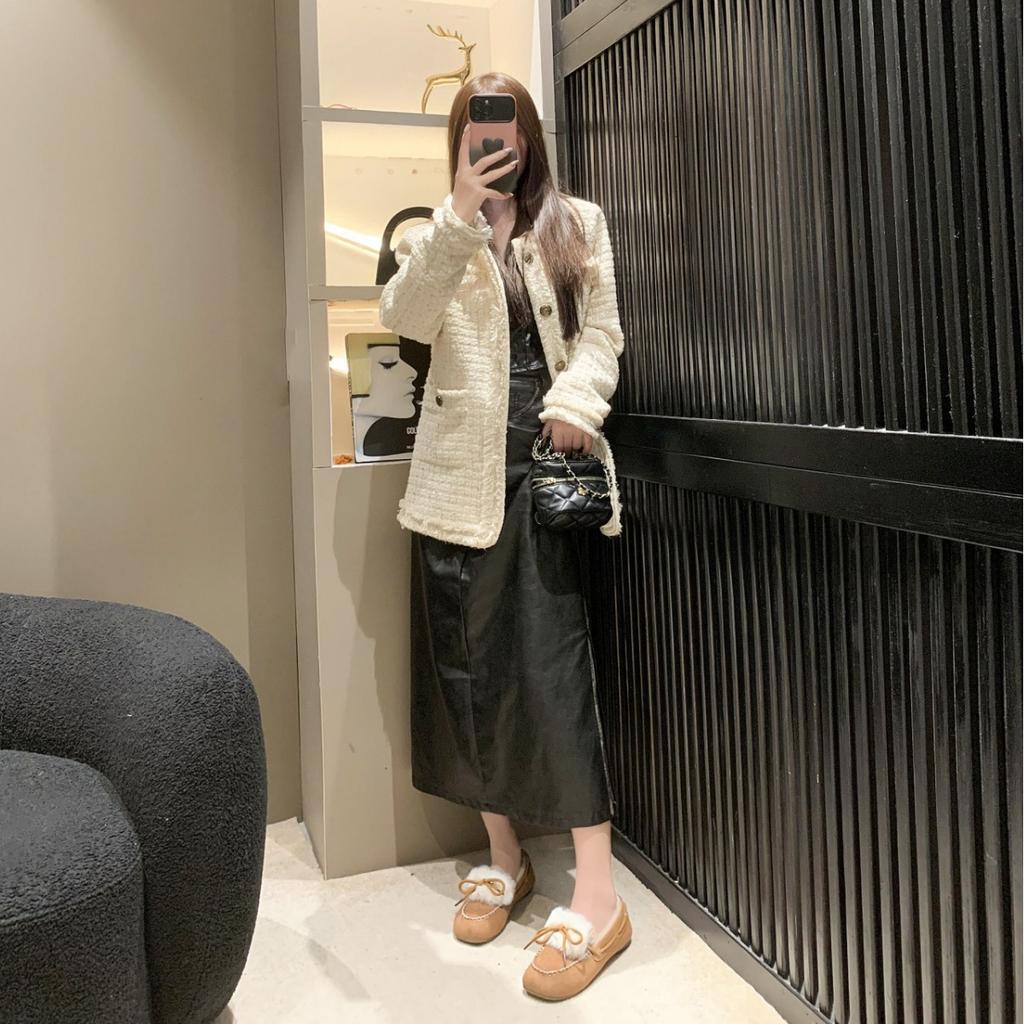 Soft Sole Cotton Single Shoes for Women 2023 New Round Head Autumn and Winter Plush Casual Bean Shoes Warm Flat Bottom Mom's Shoes