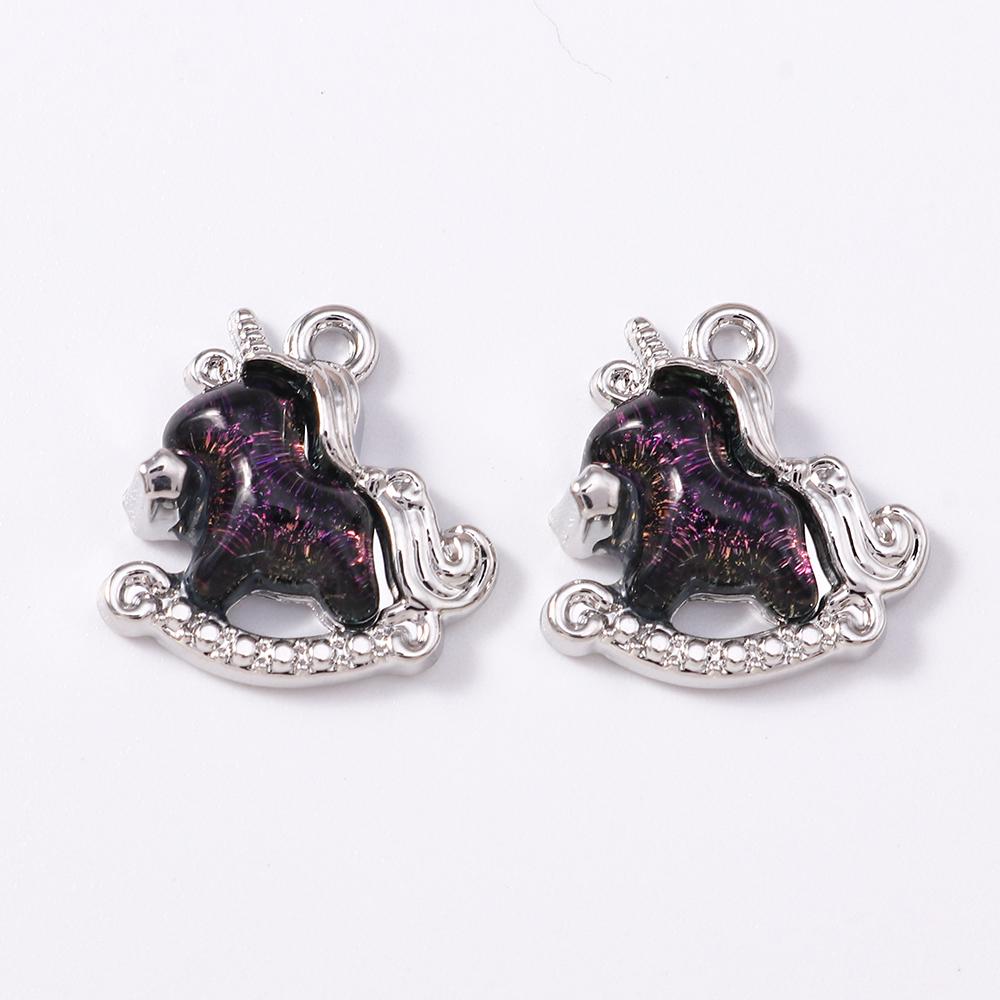5pcs Cute Crystal CZ Rocking Horse Pendants Charms for Jewelry Making Necklace Earrings Bracelet DIY Handmade Accessories