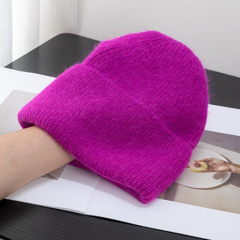 Корейская шапка с капюшоном из меха кролика карамельного цвета для женщин, теплая вязаная шапка, симпатичная корейская японская холодная шапка, вирусный тренд в Instagram