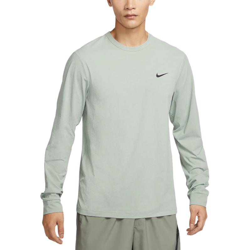 Nike Футболка Dri-Fit UV Soft Comfortable с круглым вырезом и длинным рукавом, мужские топы, светло-зеленый FB8584-370
