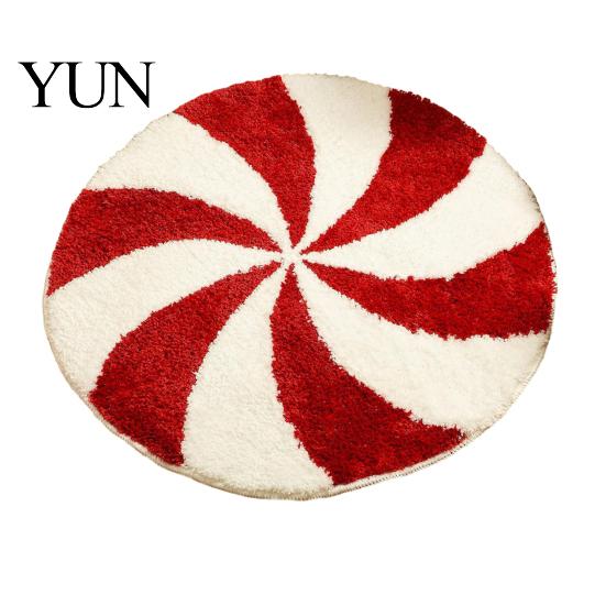 Indoor Holiday Decoration Round Christmas Rug, 39" Imitation Cashmere Santa Snowflake Pattern, Winter Home Decor Area Rug for Living Room Bedroom