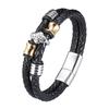 Новый плетеный кожаный веревочный браслет особого стиля в стиле панк из нержавеющей стали для мужчин, кожаный браслет с двухслойным дизайном
