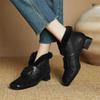 Модные новые зимние женские ботинки из натуральной кожи, женская обувь, ботильоны до щиколотки, квадратный носок, женская обувь, ботильоны женские, низкий каблук, теплые шерстяные ботинки