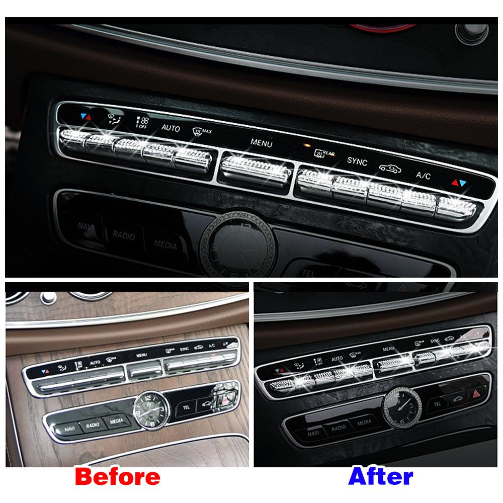 For Mercedes Benz C Class W205 2015-2018 Central Console Air Condition AC Adjust Button Switch Refit Crystal Diamond Decal Trim