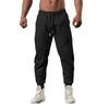Spring Fall Men Pants Loose Drawstring Elastic Waist Pockets Ankle-banded Solid Color Patchwork