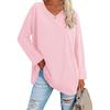 Spring and Autumn Ladies Blouse Long Sleeve Multicolor Loose Drop Shoulder Sleeve V-neck Solid Color Female Tops