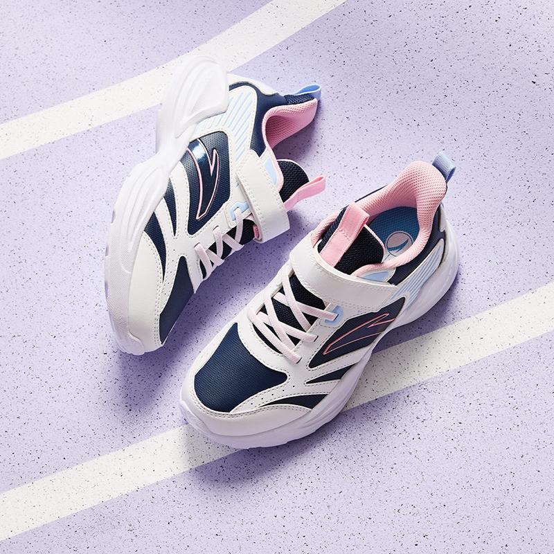 Anta Удобные универсальные легкие амортизирующие низкие детские кроссовки для бега Детские кроссовки белые новые-чернильно-розовые A22435522N-1