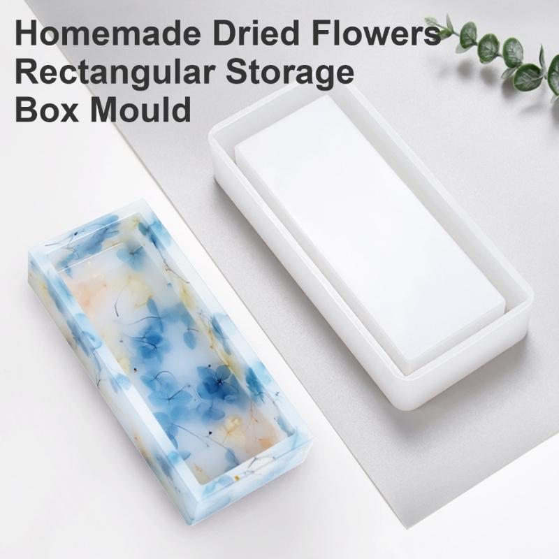 Storage Box Silicones Mold Rectangular Shape Box Case Epoxy Resins Molds Aromatherapy Gypsum Organizers Mould Table Decors