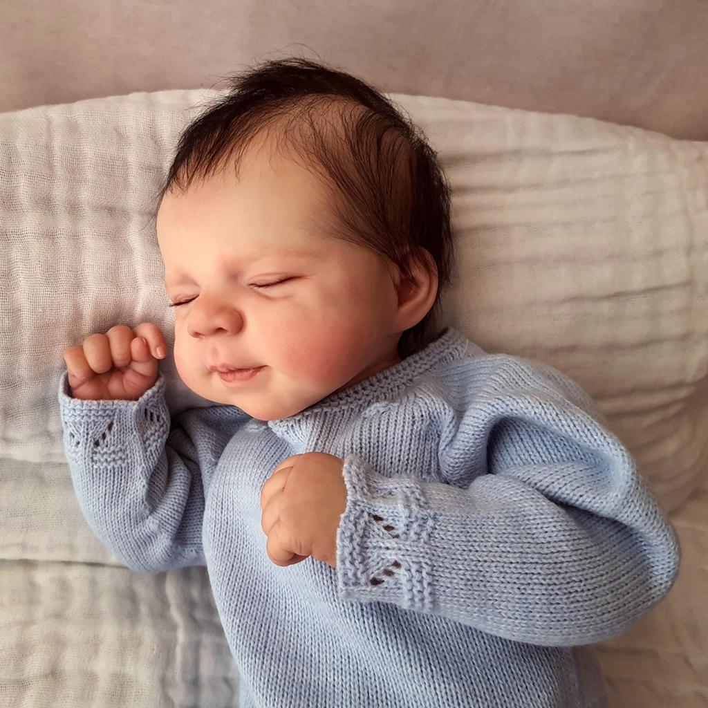 19inch Already Painted Finished Reborn Sleeping Pascle Baby Doll Lifelike Soft Touch 3D Skin Hand-Root Hair Visible