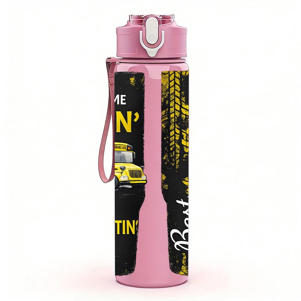 1PC Rolling Can Cooler Slogan Pattern Print 750ml Color Plastic Sports Water Bottle Leakproof Flip Straw Lid Suitable for Sports Office Home Use