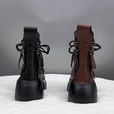 Женские ретро ботильоны на высоком каблуке в британском стиле - Натуральная кожа, осенне-зимняя коллекция