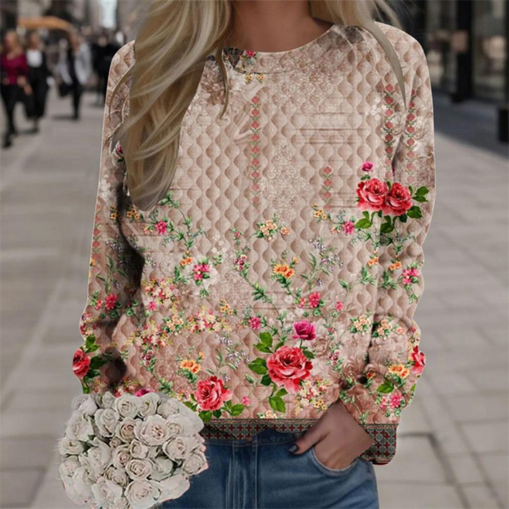 Harajuku Новые 3D-печатные красочные свитшоты с цветами Модные женские уличные свитера Зимние женские цветочные графические топы Одежда
