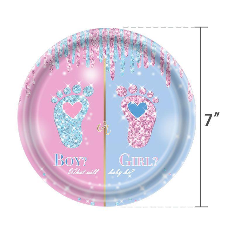 Набор одноразовой посуды и скатертей для вечеринки в стиле "Пол ребенка", тематическое оформление сцены