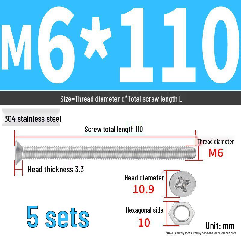 Набор Extra Long Phillips Flat Head Винтов и Гаек из Нержавеющей Стали 304 (2М, 3М, 4М)