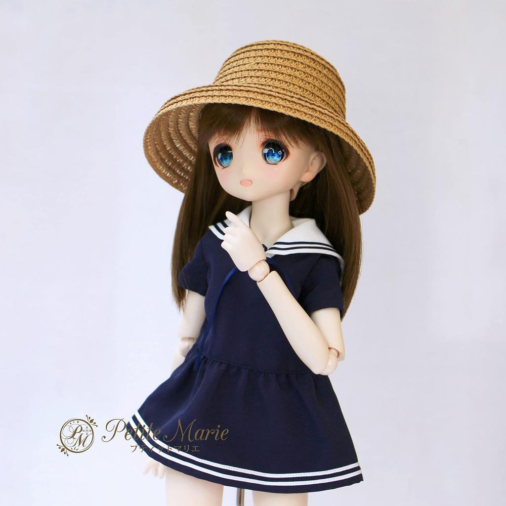 [Petite Marie] Совместимо с MDD 13 DD (Совместимость с DDH-01~10) Шляпа-клош Соломенная Шляпа Бежевая с Черно-Белой Лентой 9-10 Дюймов 40см 60см Кукла BJD Кукла