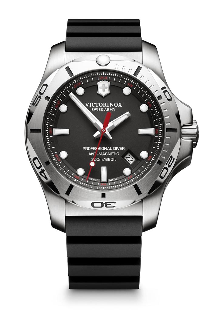 VICTORINOX PROFESSIONAL DIVER Корпус из нержавеющей стали Черный Черный каучук Подарочный товар 241733 I.N.O.X. Наручные часы, (316L/Кованый), Циферблат, Ремешок, []