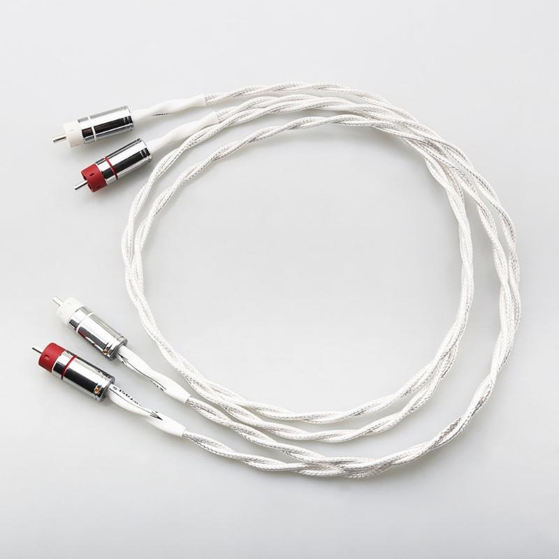 Премиальный 2-жильный кабель с серебряным покрытием 2RCA на 2RCA для чистой передачи звука в системах домашнего кинотеатра