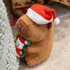 1Pc 20/25CM Kawaii Christmas Capybara Plush Toys Cartoon Capibara Dolls Wears Xmas Hat Holding Gingerbread Man Nice Christmas Gift