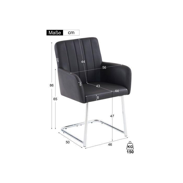 Chaises de salle à manger - MUVOE - Ensemble de 2 - Cuir noir - Design moderne - Ergonomique