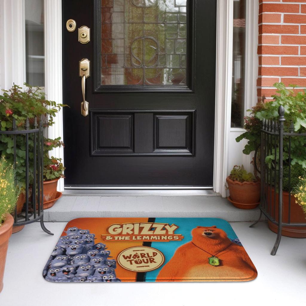 Grizzly And Lemmings Anime Doormat Antiwear Carpet Rug Kitchen Entrance Home Floor Mat for Bathroom Footpad Mats