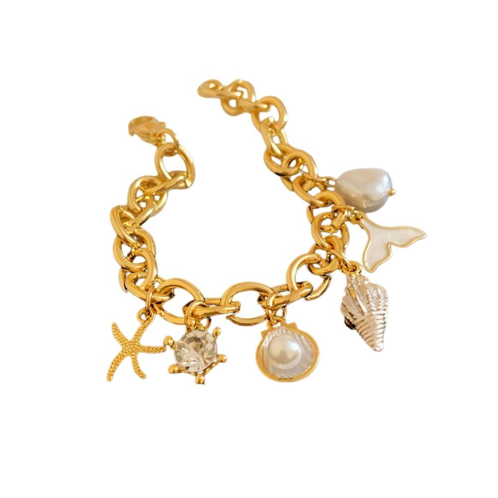 Ornaments Turtle Zinc Zinc Alloy Woven Bangle Zinc Zinc Alloy Rhinestone Pearl Shell Beaded Hand Chain  Daily
