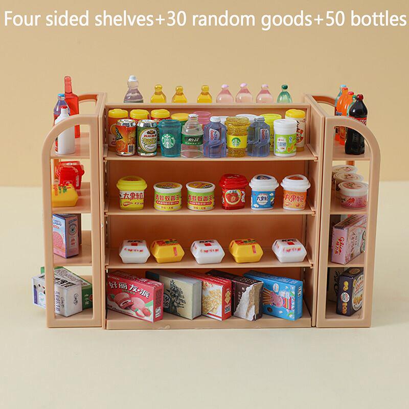 1 Set Doll House Scene Decor Accessories 1:12 Dollhouse Miniature Supermarket Shelf Mini Display Stand Storage Rack Model Toy