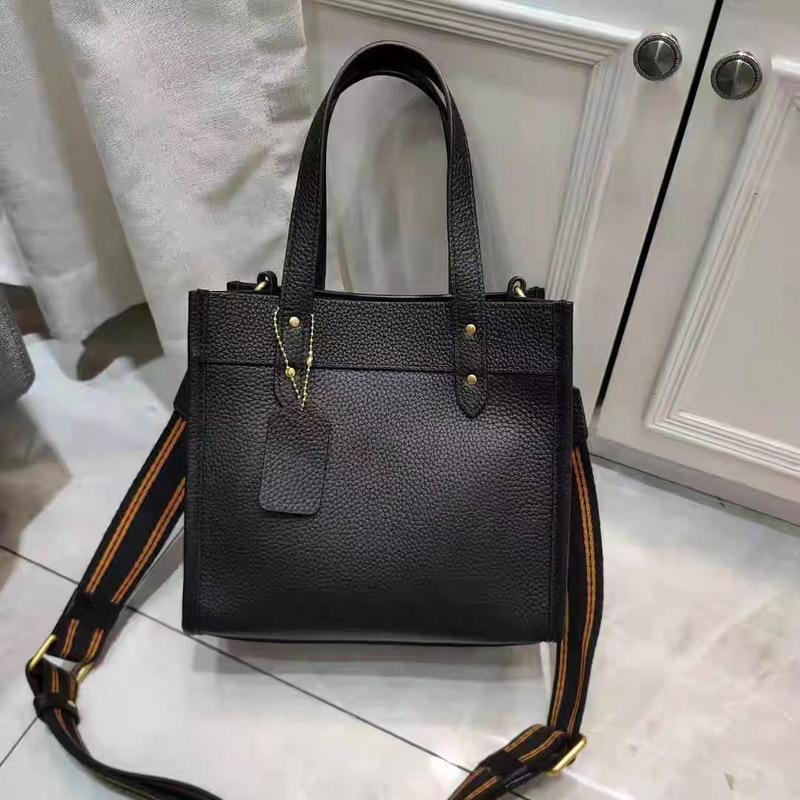 2025 New Style Genuine Leather Women's Bag Coffee Color Handheld Tote Large Capacity Casual Bag Handbag Single Shoulder Crossbody Bag Cross-Border Hot