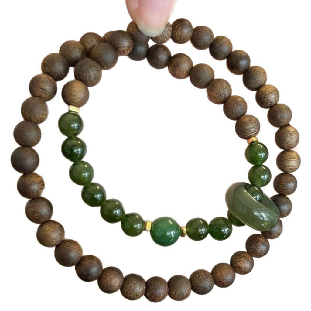 Natural Hainan Green Qi Agarwood Bracelet DIY Women's High-Quality Wenwan Wristband
