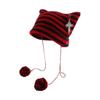 Fashion Striped Star Devil Hat Autumn Winter Women's Hats Crochet Cute Cat Ears Pointed Pullover Knitted Beanie Hat